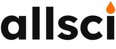 AllSci logo: bold black 'allsci' text with an orange droplet atop the letter i.